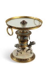 A FRENCH BRONZE ALABASTER AND
