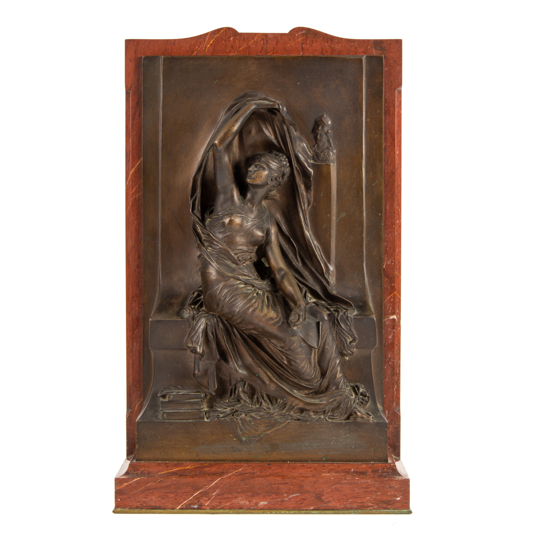 A FRENCH BRONZE AND MARBLE RELIEF