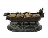 A FRENCH BRONZE AND MARBLE INK