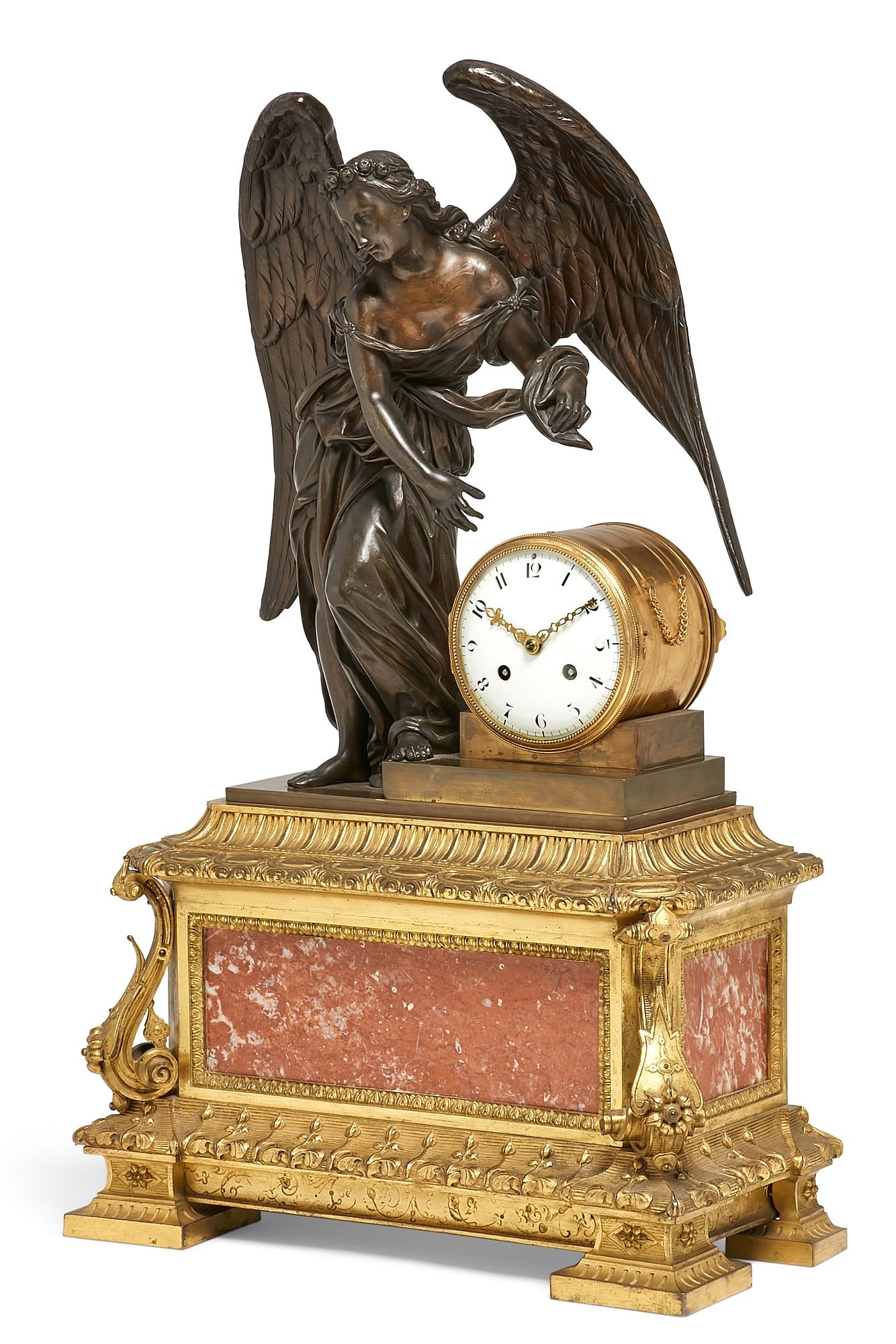 A FRENCH BRONZE AND ROSE MARBLE