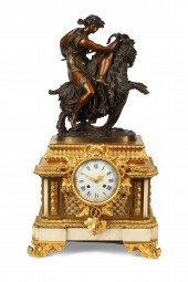 A FRENCH BRONZE AND WHITE MARB