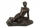 A FRENCH BRONZE BATHING MAIDEN