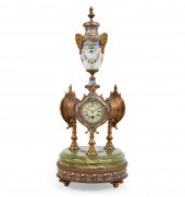 A FRENCH BRONZE CLOCK/BAROMETE