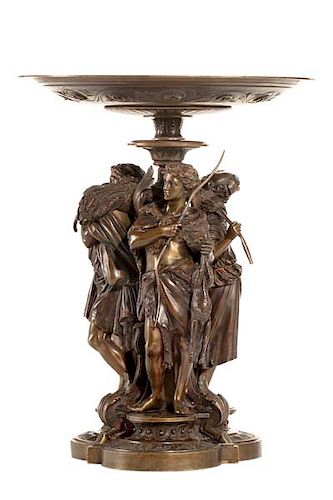 A FRENCH BRONZE FIGURAL TAZZA, V.