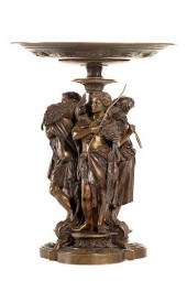 A FRENCH BRONZE FIGURAL TAZZA,