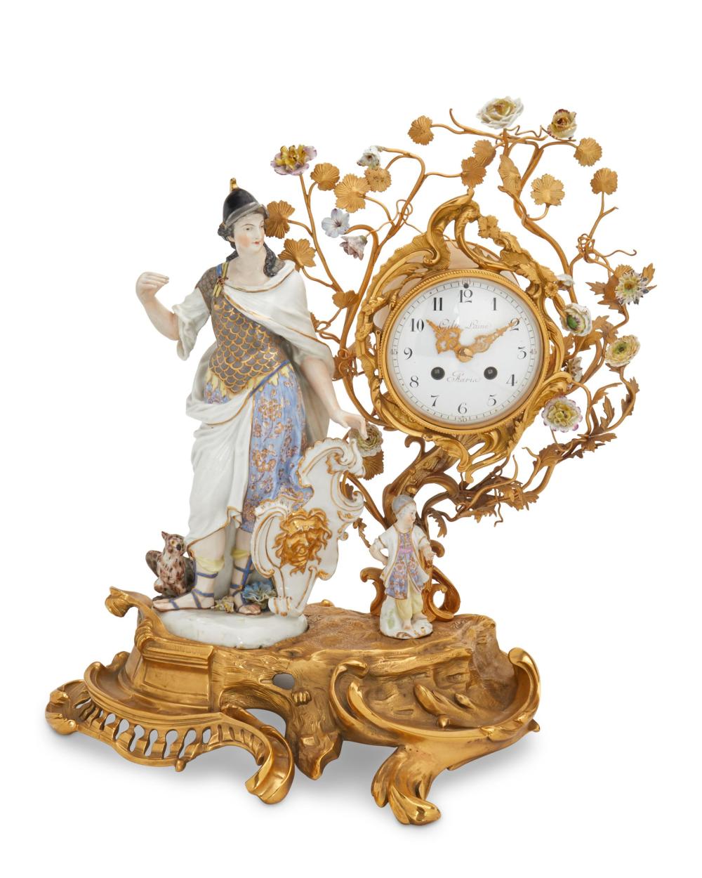 A FRENCH BRONZE PORCELAIN MANTLE