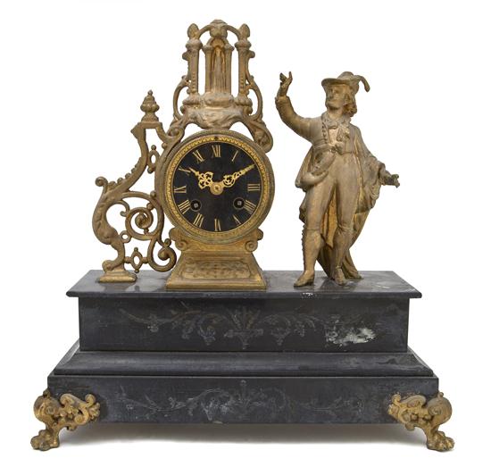 A French Cast Metal and Slate