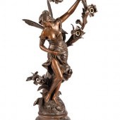 A French Cast Metal Three-Ligh