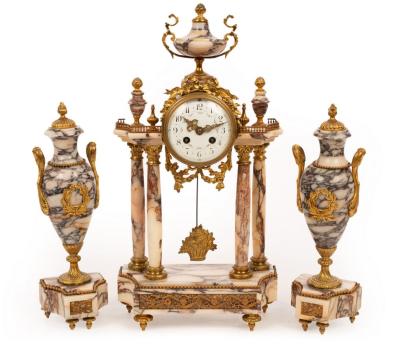 A French clock garniture of