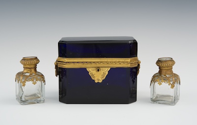 A French Cobalt Blue Glass Box