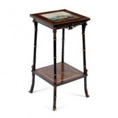A French ebonised and marquetr