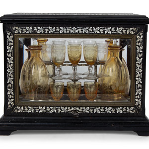 A French Ebonized and Inlaid Cave à
