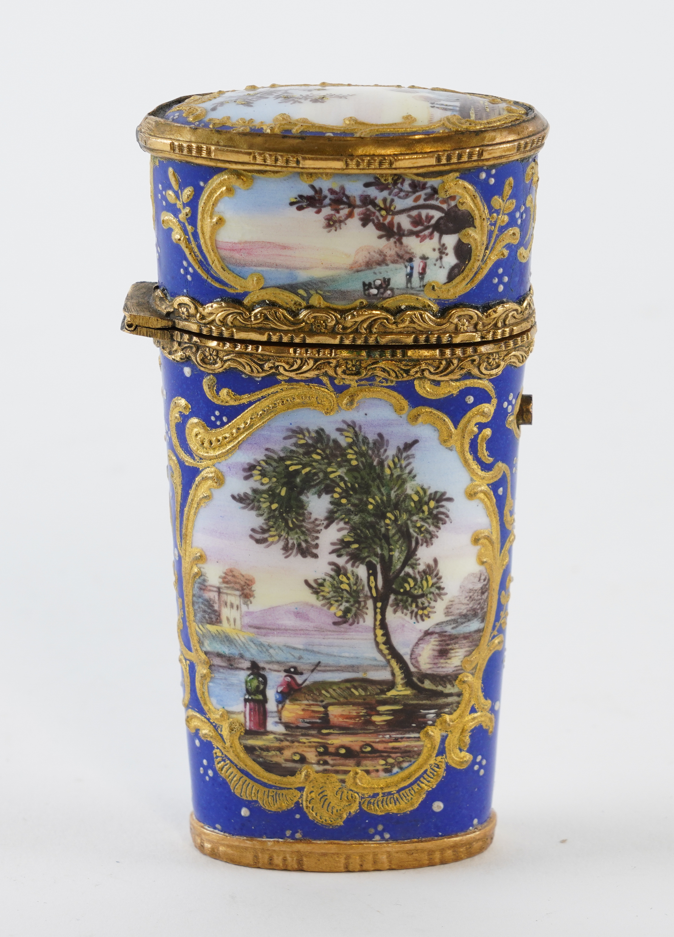 A FRENCH ENAMEL GILT-METAL