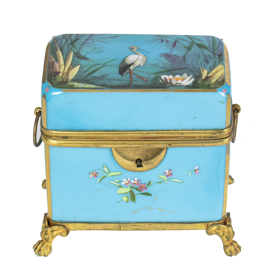 A FRENCH ENAMELED BLUE OPALINE