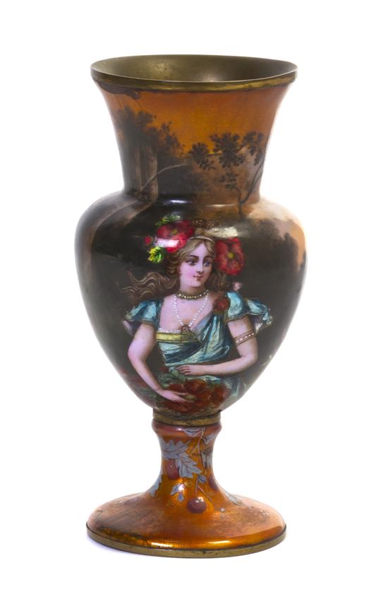 A French Enameled Vase of flared