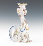A French Faience Figural Candl