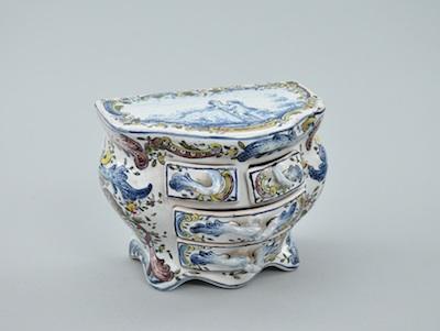A French Faience Miniature Chest of