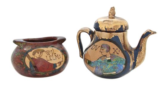 A French Faience Teapot and Sugar