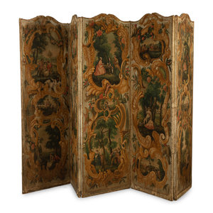 A French Five-Panel Hand Painted