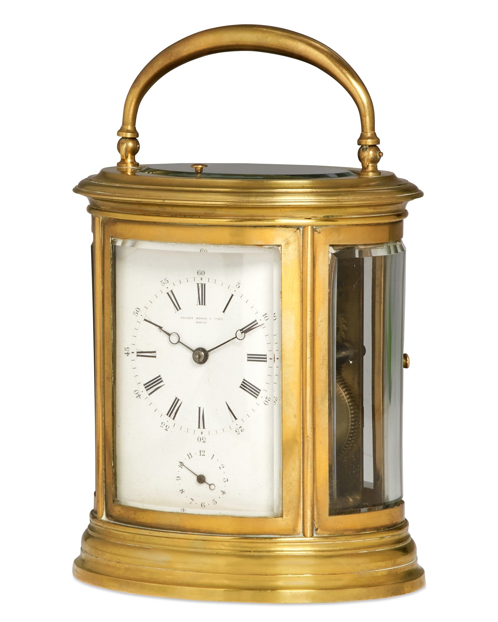 A FRENCH GILT BRASS OVAL CARRIAGE