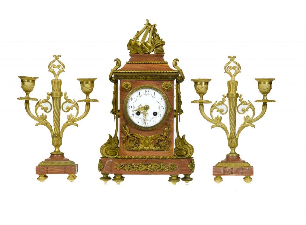 A FRENCH GILT BRONZE AND PINK