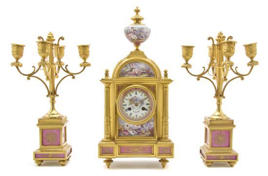A French Gilt Bronze and Sevres