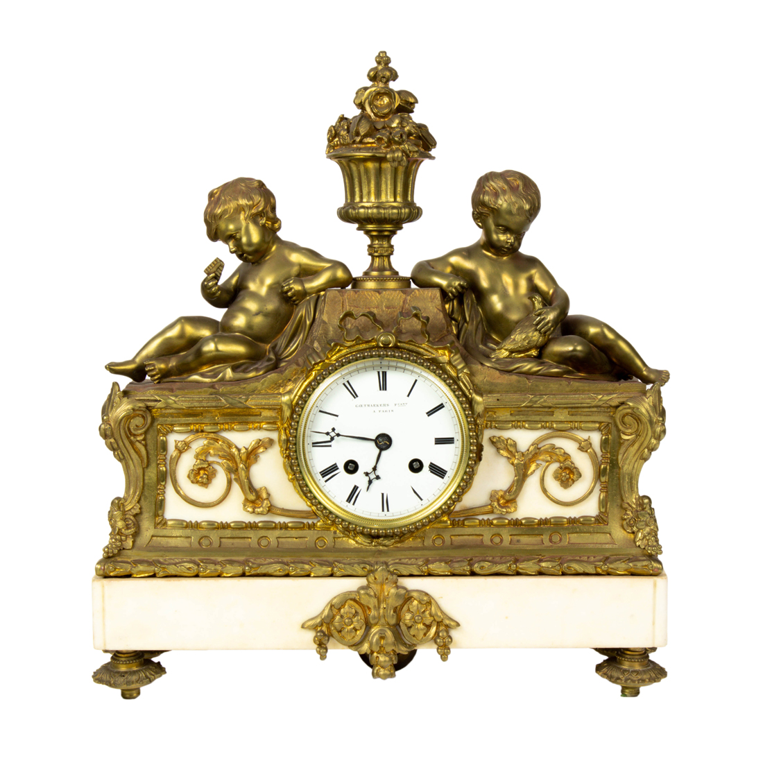 A FRENCH GILT BRONZE AND MARBLE