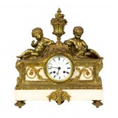 A FRENCH GILT BRONZE AND MARBL