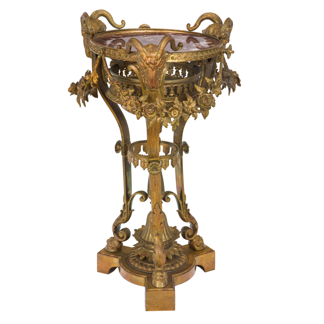 A FRENCH GILT BRONZE AND ROUGE