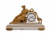 A FRENCH GILT-BRONZE AND MARBL