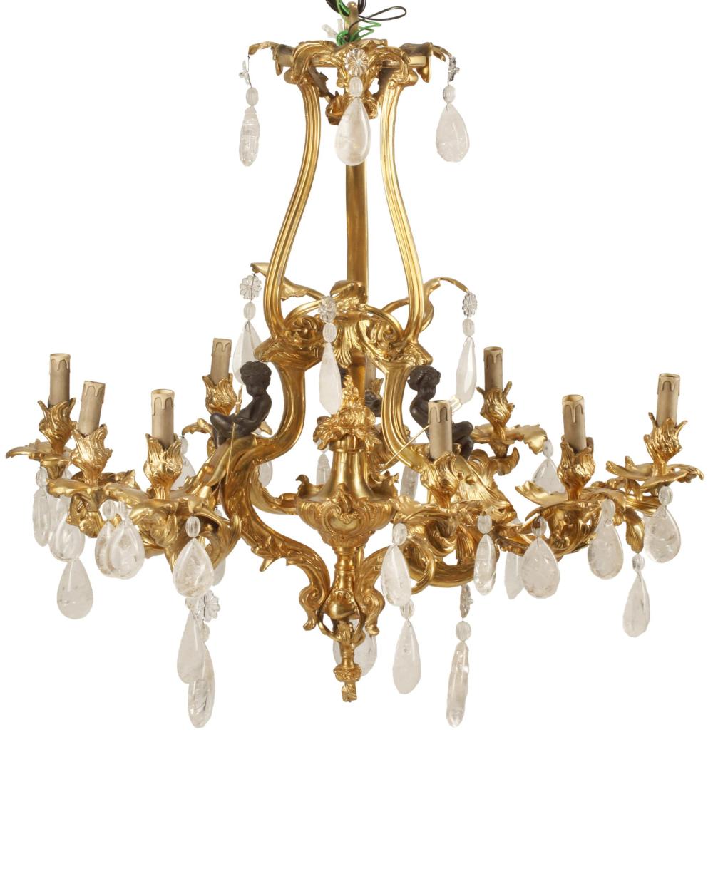 A FRENCH GILT-BRONZE CHANDELIERA