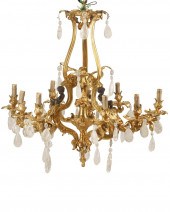 A FRENCH GILT-BRONZE CHANDELIE