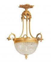 A FRENCH GILT-BRONZE CHANDELIE