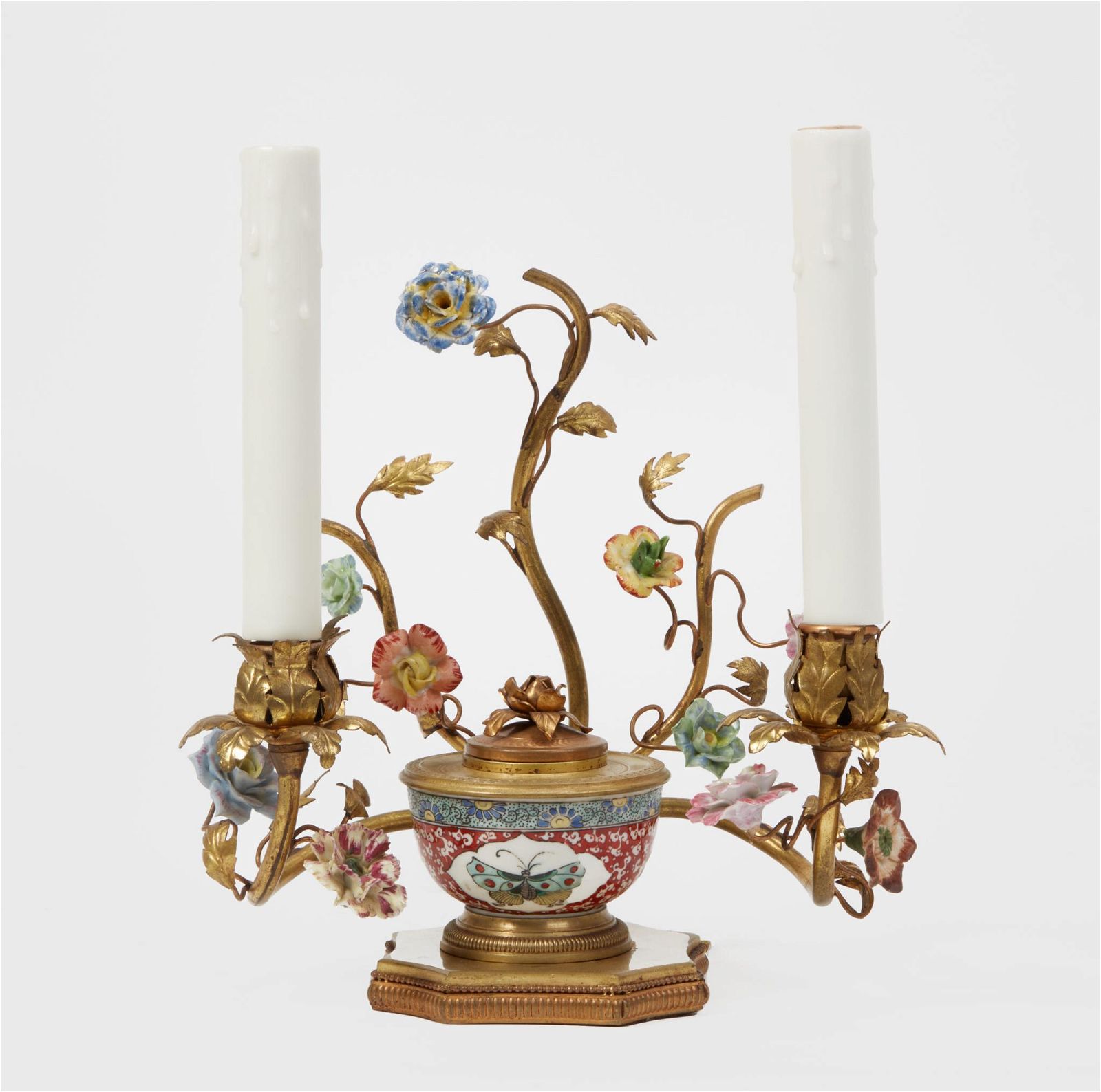 A FRENCH  GILT BRONZE ENCRIER LAMPA