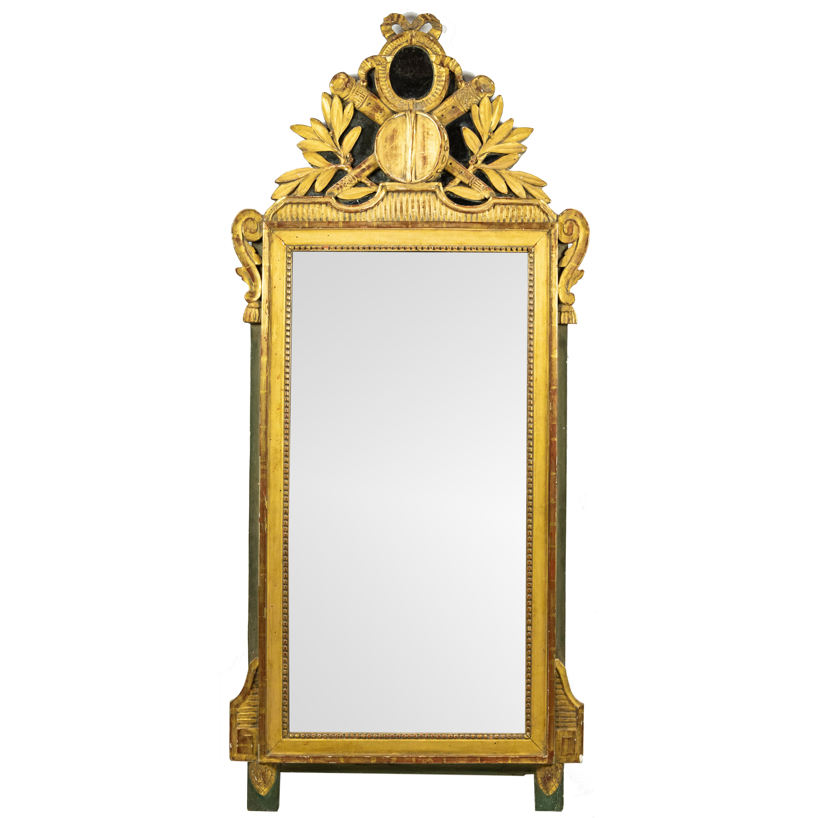 A FRENCH GILT LOOKING GLASS A