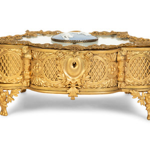 A French Gilt Metal Jewelry Casket