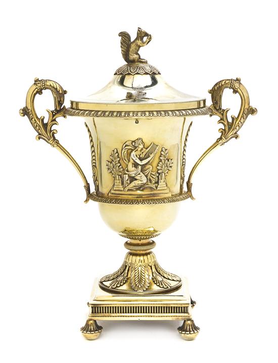 A French Gilt Silver Lidded Urn
