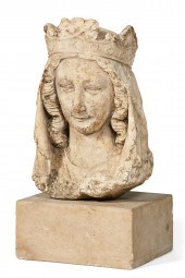 A FRENCH GOTHIC LIMESTONE HEAD