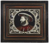 A FRENCH LIMOGES-STYLE FRAMED