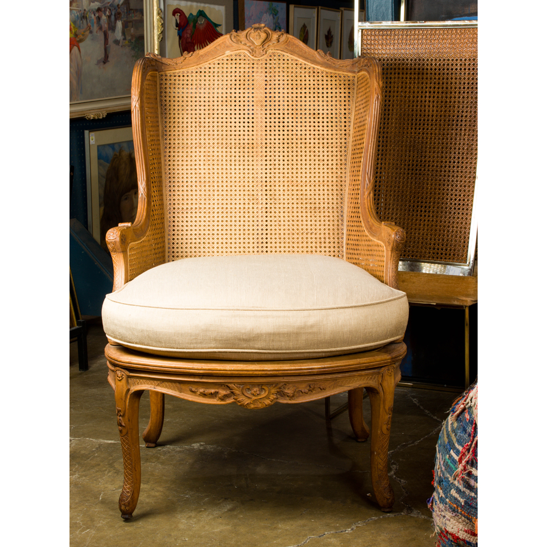 A FRENCH LOUIS XV STYLE CANE BACK