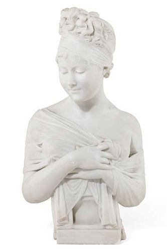 A FRENCH MARBLE BUST: MADAME