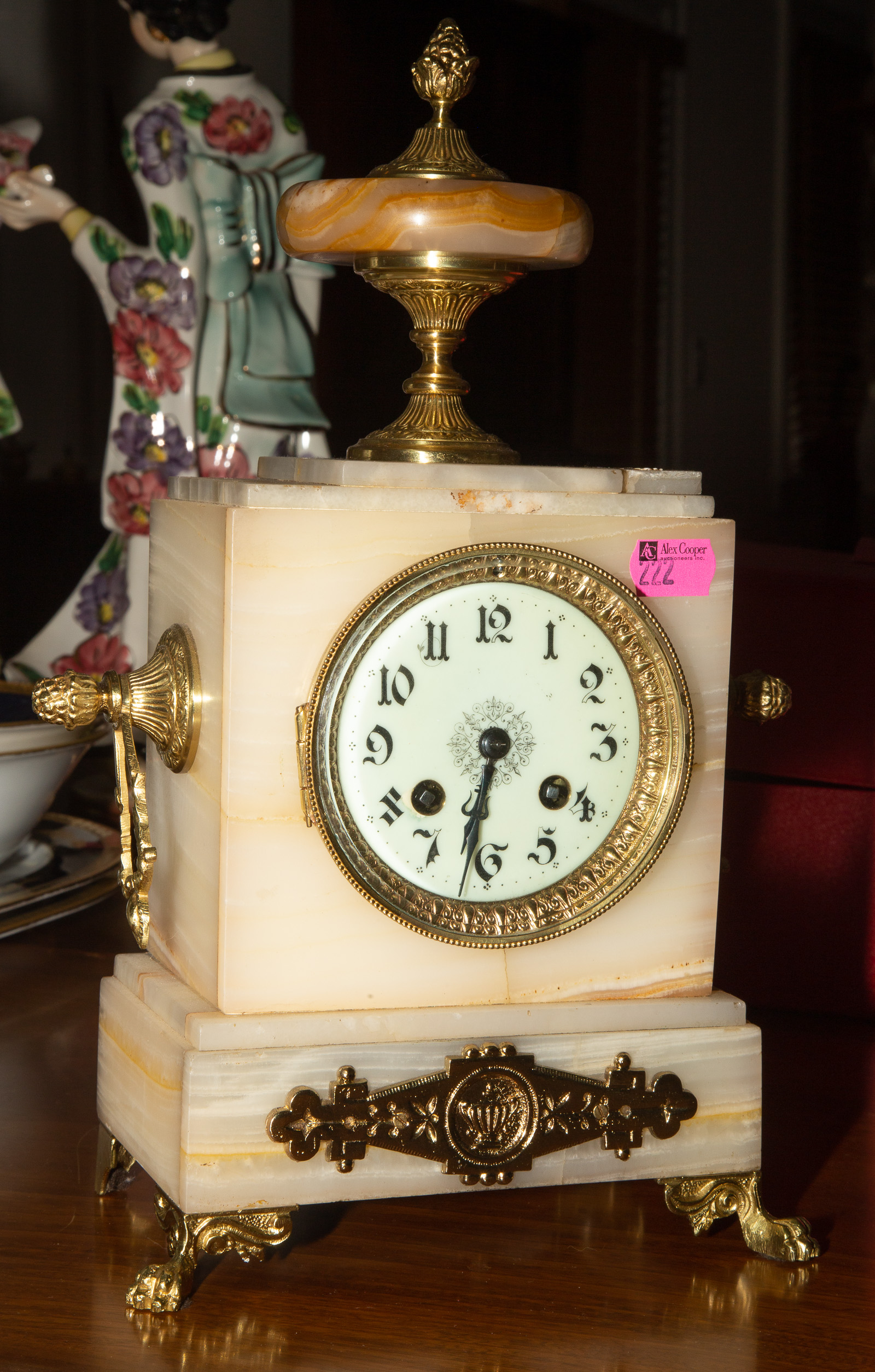 A FRENCH MARBLE & GILT METAL MANTLE