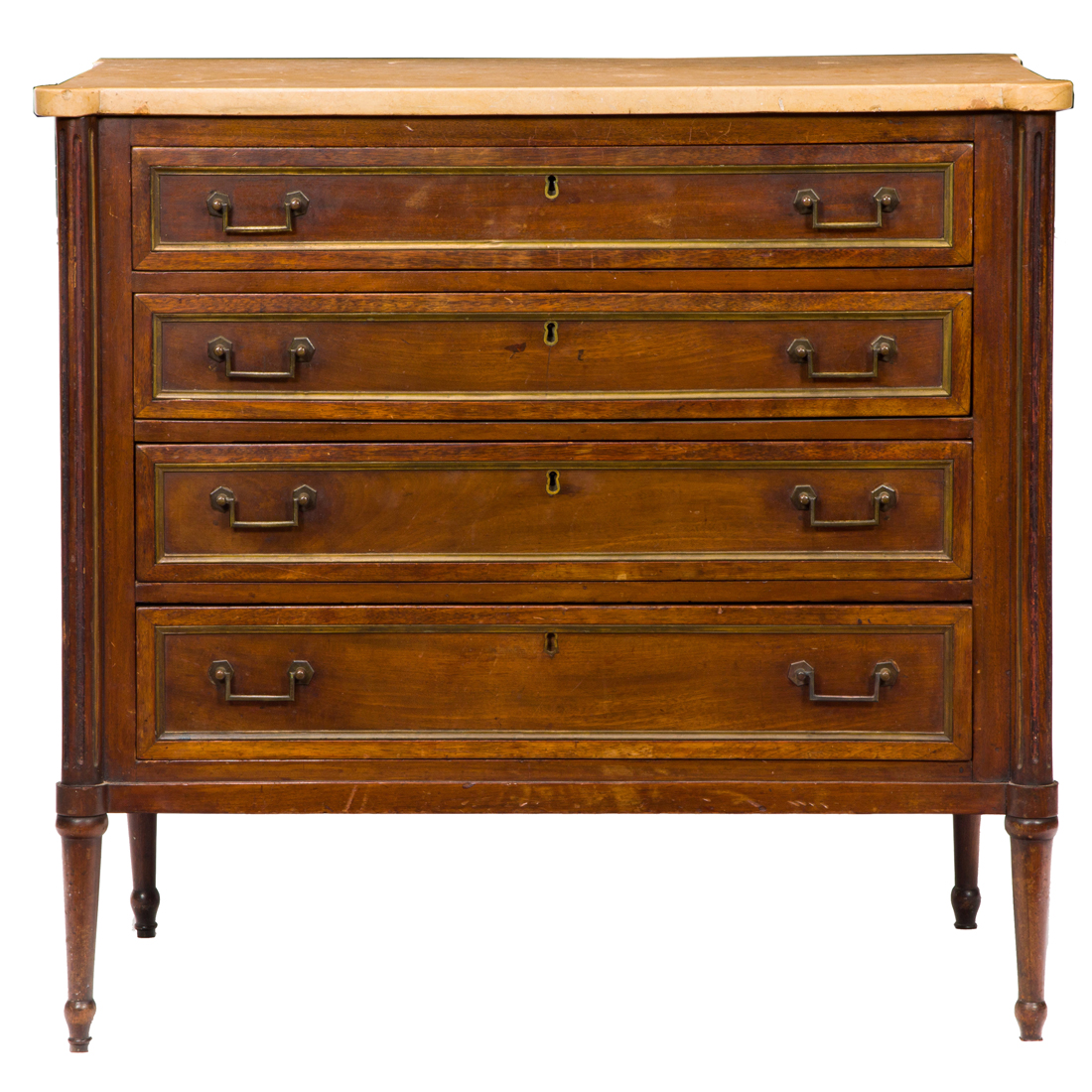 A FRENCH MARBLE TOP AND BRASS