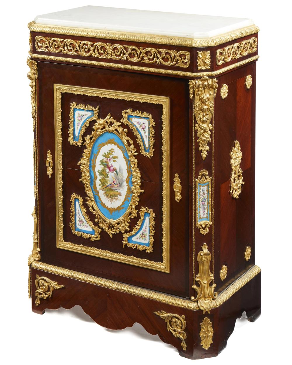 A FRENCH MARBLE TOP CABINETA French