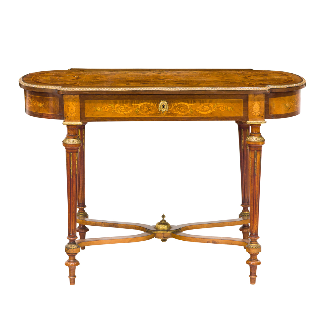 A FRENCH MARQUETRY AND BRONZE