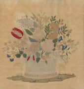 A FRENCH NEEDLEWORK FLORAL STI