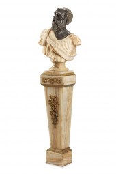 A FRENCH ONYX AND MARBLE BUSTA