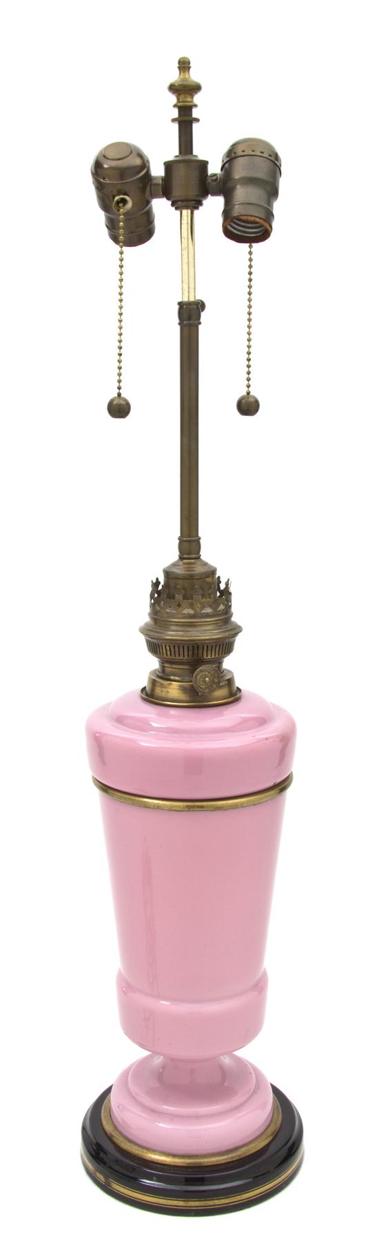 A French Opaline Glass Lamp of