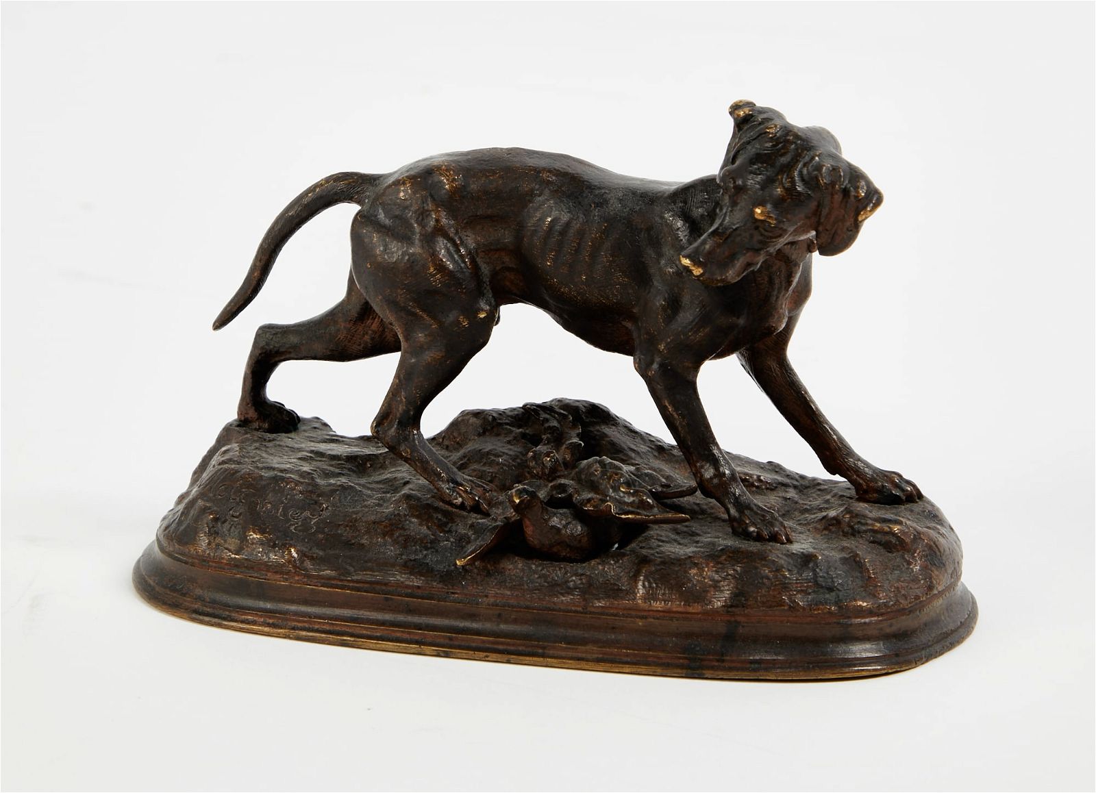 A FRENCH PAINTED BRONZE MODEL OF