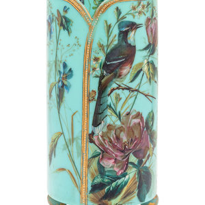 A French Painted Glass Vase Late